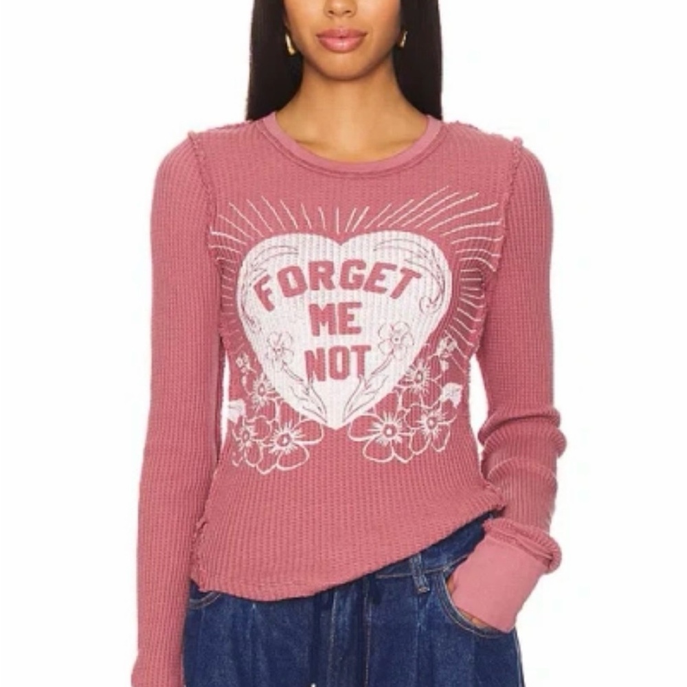 Free People Forget Me Not Heart Graphic Long-Sleeve Top - Dusty Rose